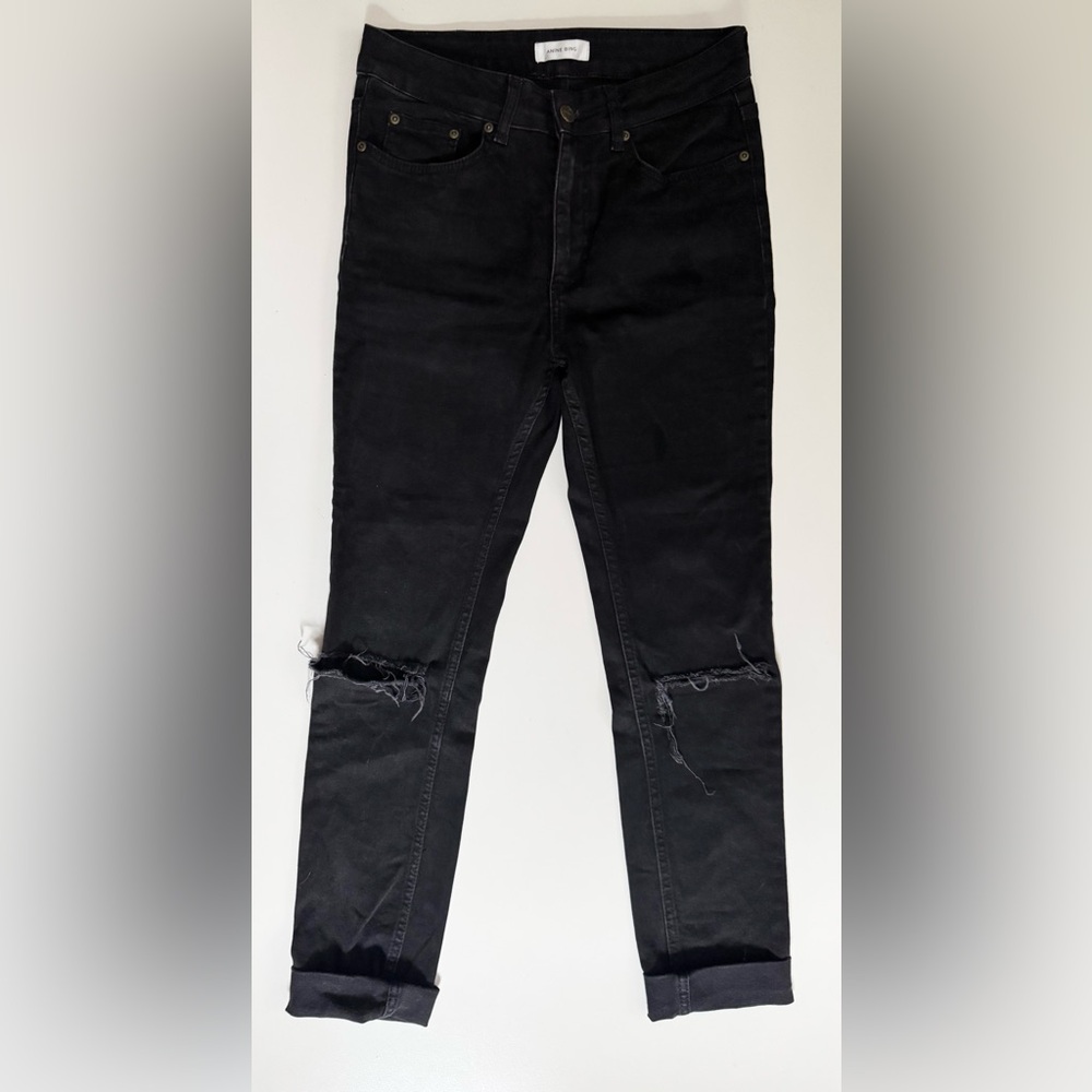 Anine Bing Black Ripped Skinny Jeans Size 28